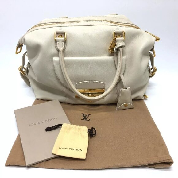 LOUIS VUITTON Sac Louis Special Order Duffle Bag Leather White/GoldHardware - Picture 2 of 14